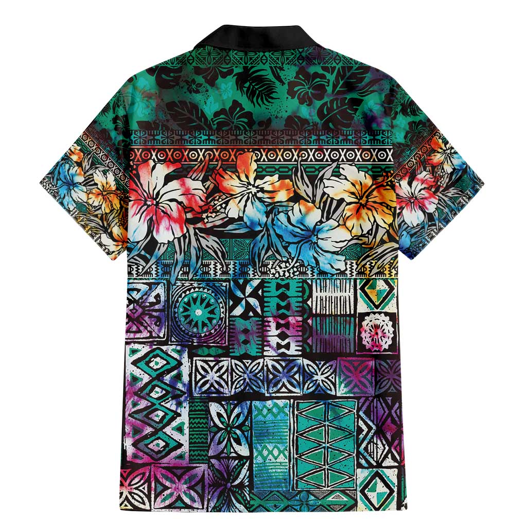 Pacific Hibiscus Tapa Tribal Vintage Family Matching Mermaid Dress and Hawaiian Shirt Turquoise Motif LT9 - Polynesian Pride