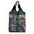 Pacific Hibiscus Tapa Tribal Vintage Grocery Bag Turquoise Motif