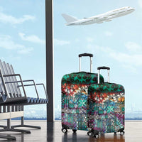 Pacific Hibiscus Tapa Tribal Vintage Luggage Cover Turquoise Motif LT9 - Polynesian Pride
