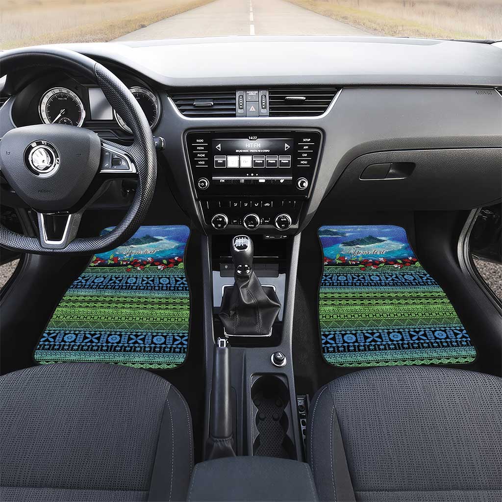 Personalised Fiji Viti Levu Car Mats Tagimoucia and Tapa Tribal Pattern
