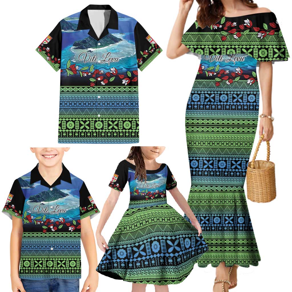 Personalised Fiji Viti Levu Family Matching Mermaid Dress and Hawaiian Shirt Tagimoucia and Tapa Tribal Pattern LT9 - Polynesian Pride