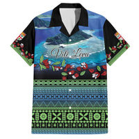 Personalised Fiji Viti Levu Family Matching Off The Shoulder Long Sleeve Dress and Hawaiian Shirt Tagimoucia and Tapa Tribal Pattern LT9 Dad's Shirt - Short Sleeve Blue - Polynesian Pride
