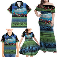 Personalised Fiji Viti Levu Family Matching Off Shoulder Maxi Dress and Hawaiian Shirt Tagimoucia and Tapa Tribal Pattern LT9 - Polynesian Pride