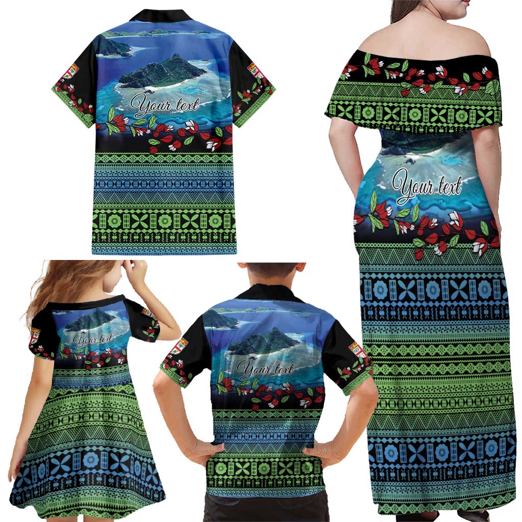 Personalised Fiji Viti Levu Family Matching Off Shoulder Maxi Dress and Hawaiian Shirt Tagimoucia and Tapa Tribal Pattern LT9 - Polynesian Pride