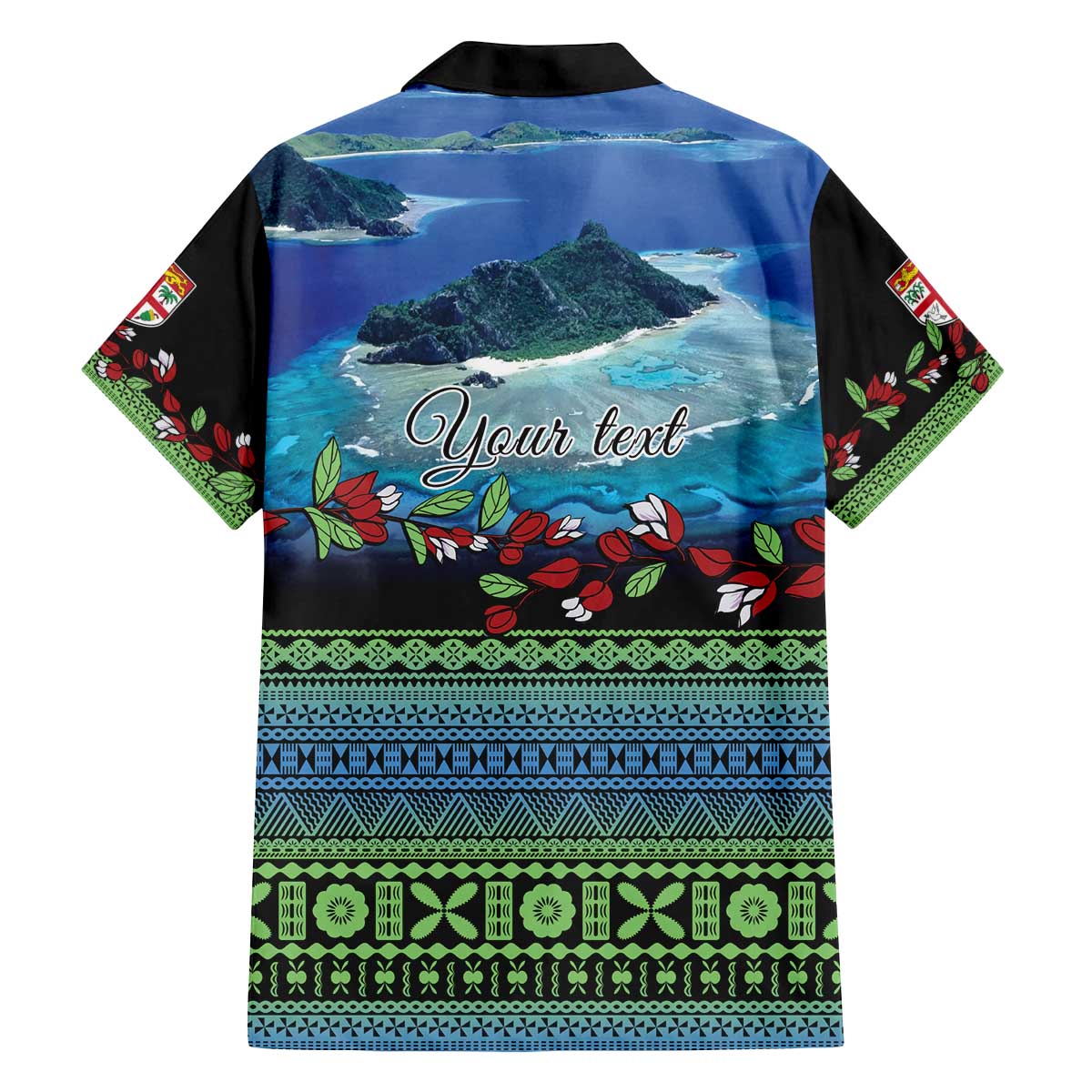 Personalised Fiji Viti Levu Family Matching Off Shoulder Short Dress and Hawaiian Shirt Tagimoucia and Tapa Tribal Pattern LT9 - Polynesian Pride
