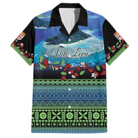 Personalised Fiji Viti Levu Family Matching Summer Maxi Dress and Hawaiian Shirt Tagimoucia and Tapa Tribal Pattern LT9 Dad's Shirt - Short Sleeve Blue - Polynesian Pride