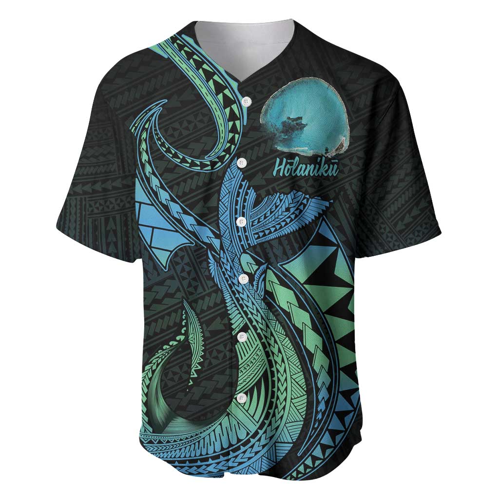 Personalised Hawaii Kure Atoll Baseball Jersey Holaniku Coral Reef with Polynesian Tribal LT9 Blue - Polynesian Pride