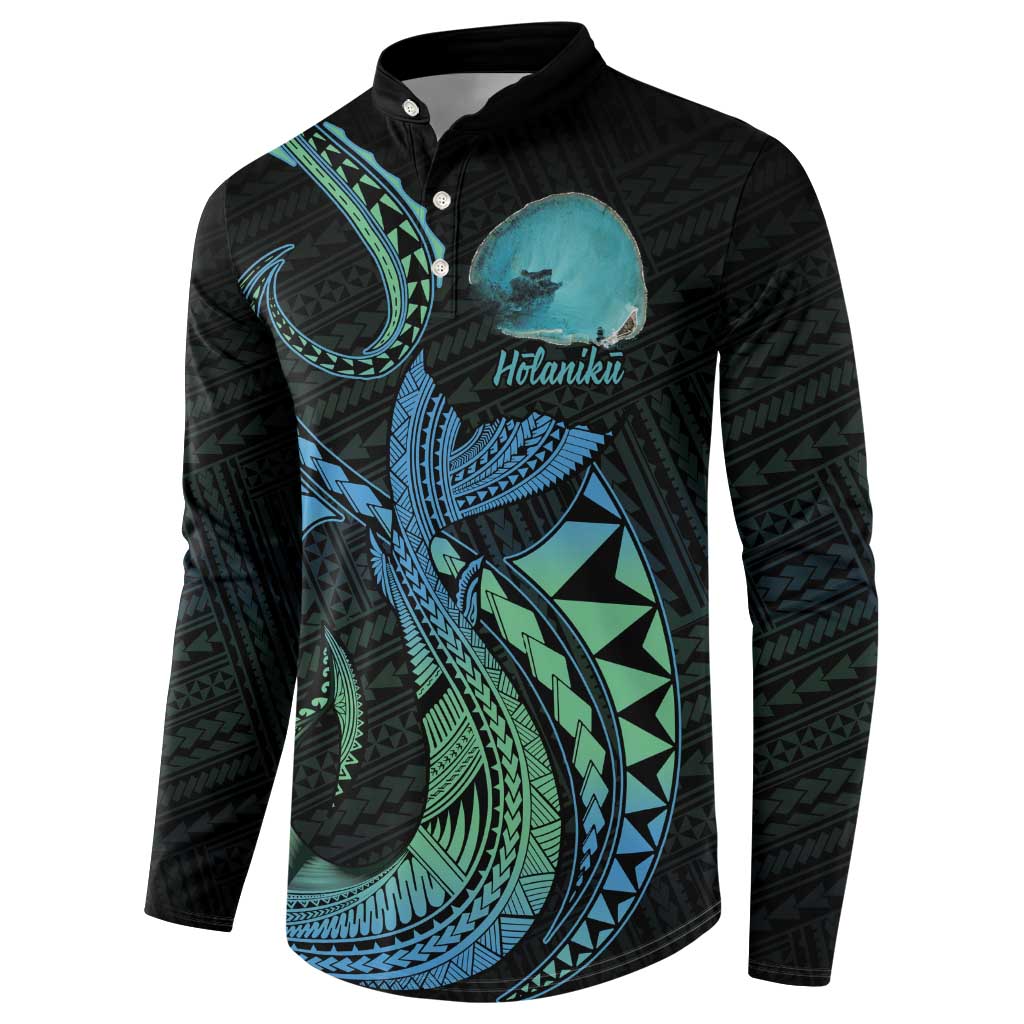 Personalised Hawaii Kure Atoll Button Sweatshirt Holaniku Coral Reef with Polynesian Tribal
