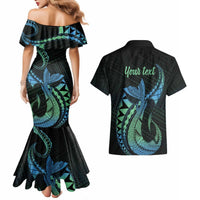 Personalised Hawaii Kure Atoll Couples Matching Mermaid Dress and Hawaiian Shirt Holaniku Coral Reef with Polynesian Tribal LT9 - Polynesian Pride