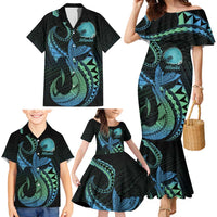 Personalised Hawaii Kure Atoll Family Matching Mermaid Dress and Hawaiian Shirt Holaniku Coral Reef with Polynesian Tribal LT9 - Polynesian Pride