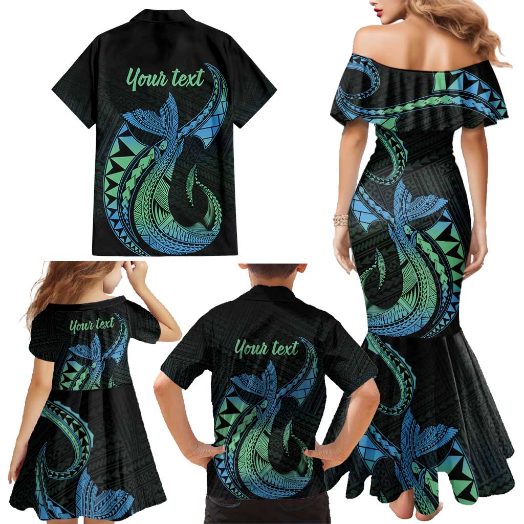 Personalised Hawaii Kure Atoll Family Matching Mermaid Dress and Hawaiian Shirt Holaniku Coral Reef with Polynesian Tribal LT9 - Polynesian Pride