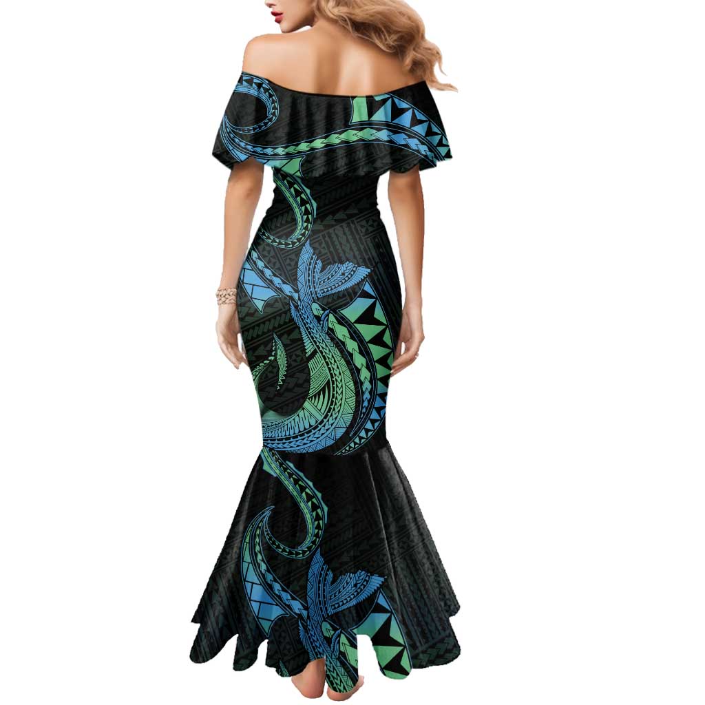 Personalised Hawaii Kure Atoll Family Matching Mermaid Dress and Hawaiian Shirt Holaniku Coral Reef with Polynesian Tribal LT9 - Polynesian Pride