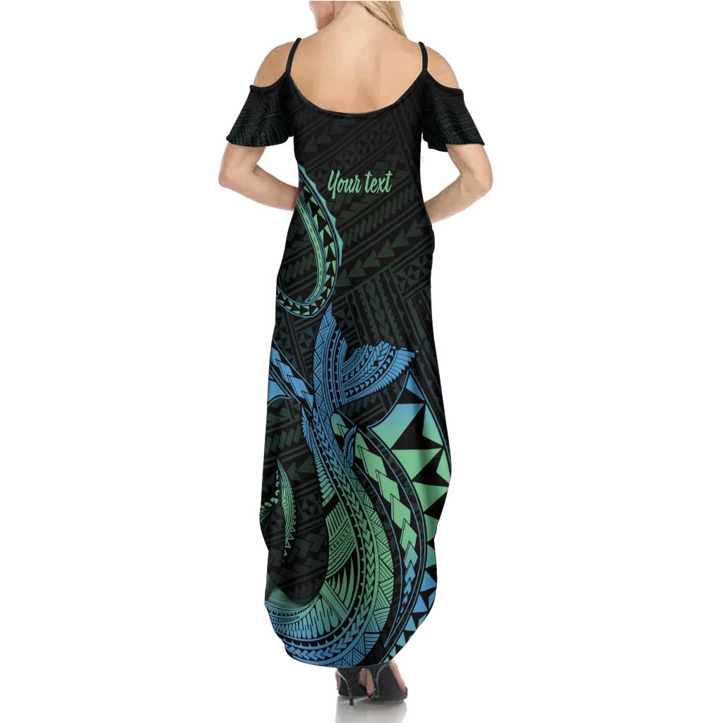 Personalised Hawaii Kure Atoll Family Matching Summer Maxi Dress and Hawaiian Shirt Holaniku Coral Reef with Polynesian Tribal LT9 - Polynesian Pride