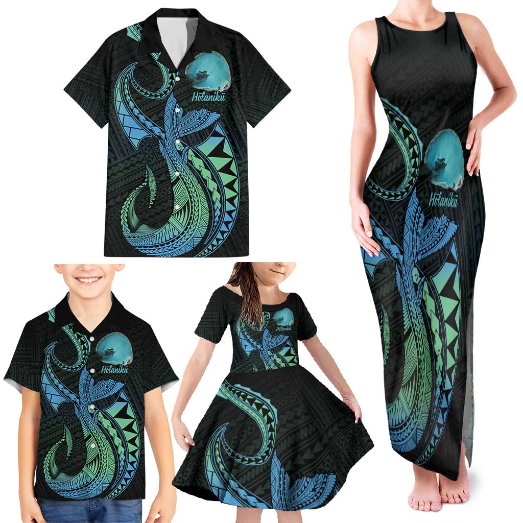 Personalised Hawaii Kure Atoll Family Matching Tank Maxi Dress and Hawaiian Shirt Holaniku Coral Reef with Polynesian Tribal LT9 - Polynesian Pride