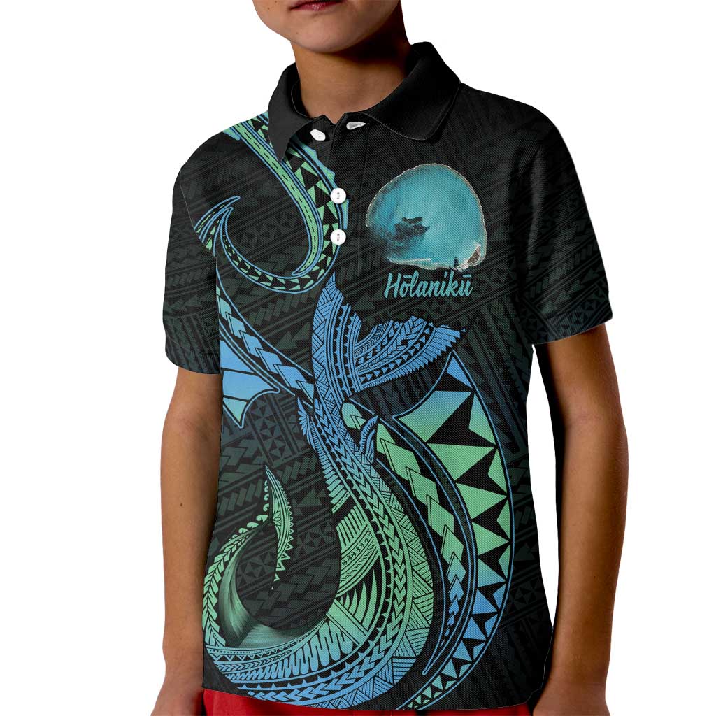 Personalised Hawaii Kure Atoll Kid Polo Shirt Holaniku Coral Reef with Polynesian Tribal