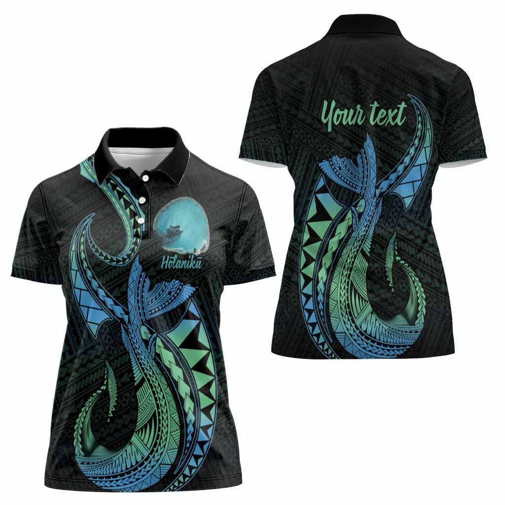 Personalised Hawaii Kure Atoll Women Polo Shirt Holaniku Coral Reef with Polynesian Tribal