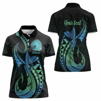 Personalised Hawaii Kure Atoll Women Polo Shirt Holaniku Coral Reef with Polynesian Tribal