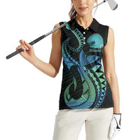 Personalised Hawaii Kure Atoll Women Sleeveless Polo Shirt Holaniku Coral Reef with Polynesian Tribal LT9 - Polynesian Pride