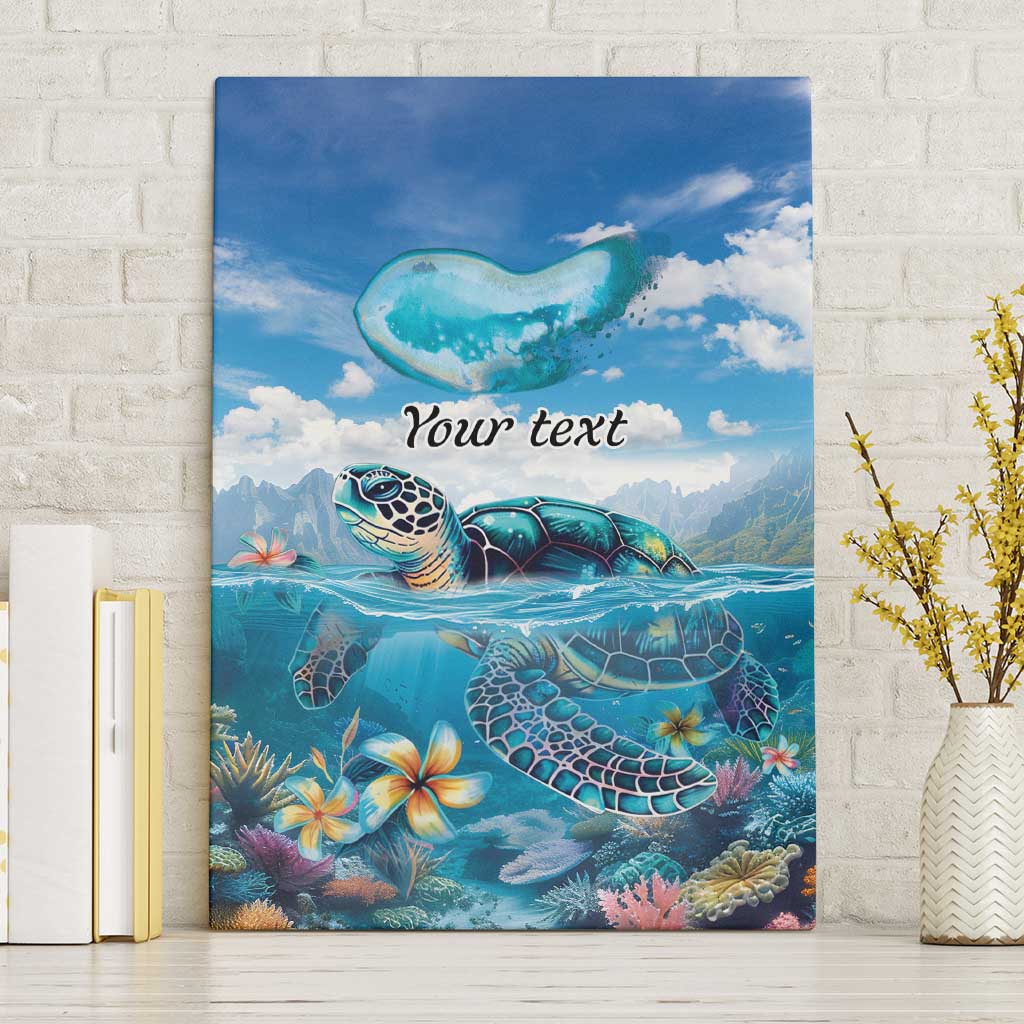 Personalised Palau Kayangel Atoll Canvas Wall Art Turtle With Coral Reef Under Water LT9 Without Frame Blue - Polynesian Pride