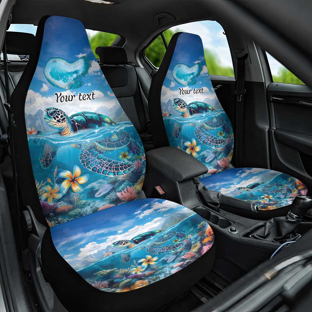 Personalised Palau Kayangel Atoll Car Seat Cover Turtle With Coral Reef Under Water LT9 One Size Blue - Polynesian Pride
