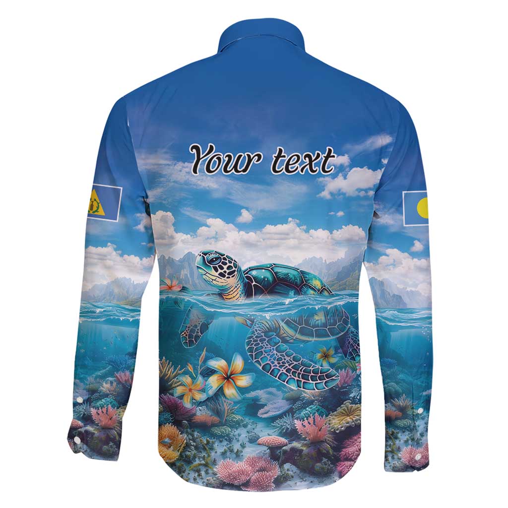 Personalised Palau Kayangel Atoll Family Matching Short Sleeve Bodycon Dress and Hawaiian Shirt Turtle With Coral Reef Under Water LT9 - Polynesian Pride