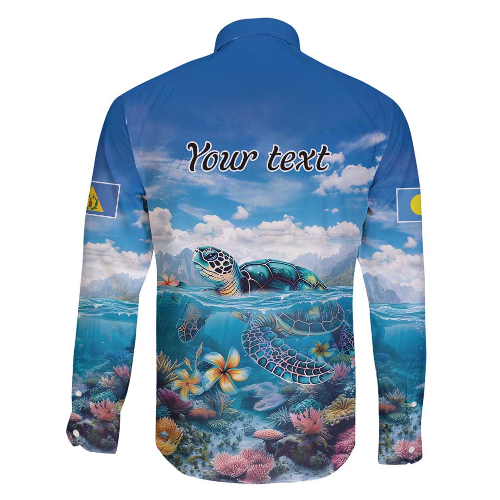 Personalised Palau Kayangel Atoll Family Matching Tank Maxi Dress and Hawaiian Shirt Turtle With Coral Reef Under Water LT9 - Polynesian Pride