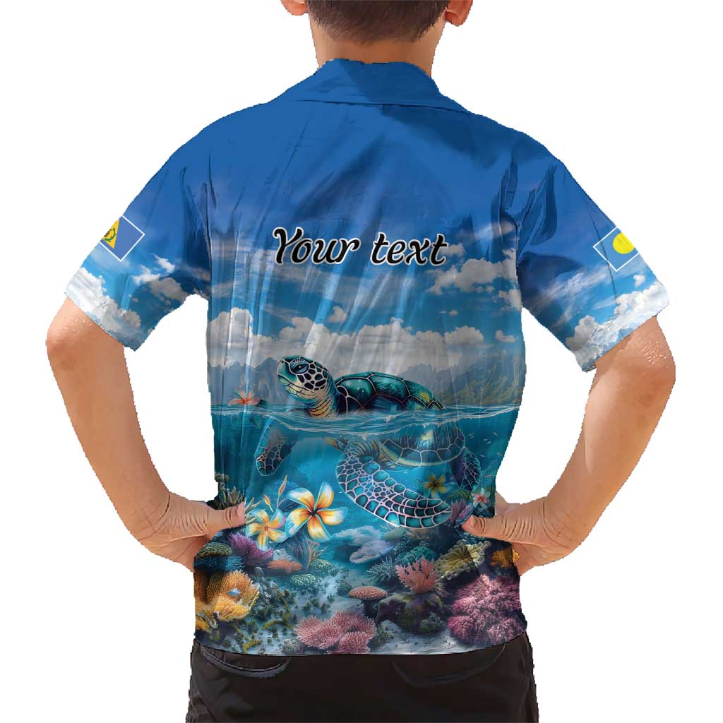 Personalised Palau Kayangel Atoll Hawaiian Shirt Turtle With Coral Reef Under Water