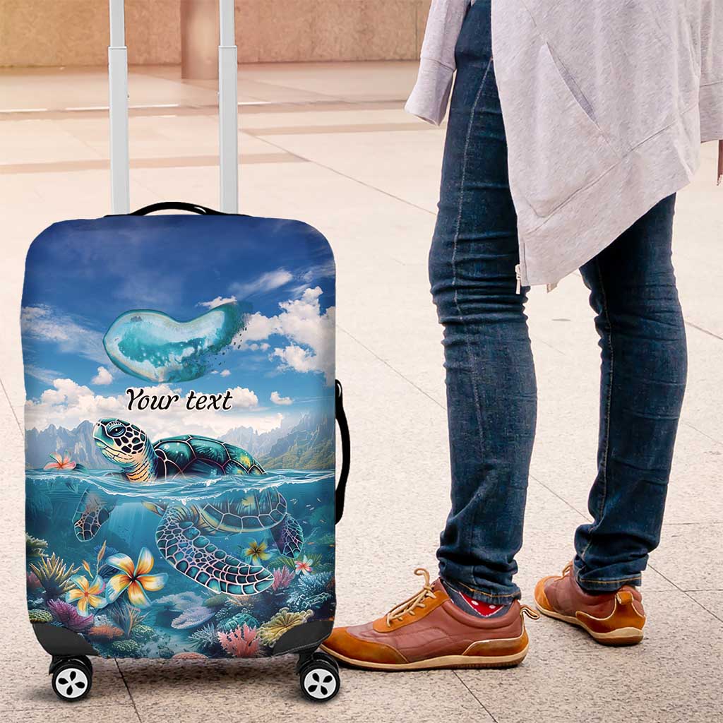 Personalised Palau Kayangel Atoll Luggage Cover Turtle With Coral Reef Under Water LT9 Blue - Polynesian Pride