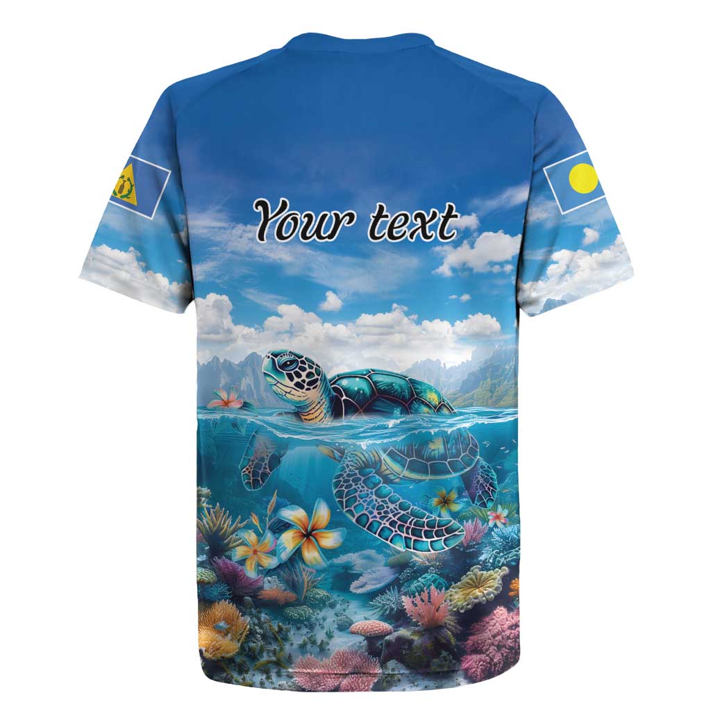 Personalised Palau Kayangel Atoll Rugby Jersey Turtle With Coral Reef Under Water LT9 - Polynesian Pride