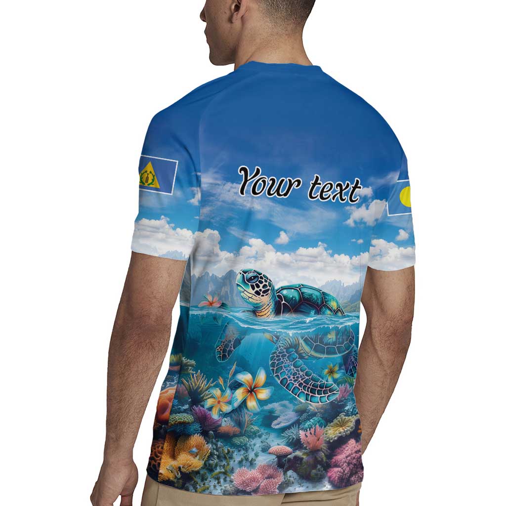 Personalised Palau Kayangel Atoll Rugby Jersey Turtle With Coral Reef Under Water LT9 - Polynesian Pride