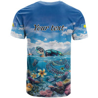 Personalised Palau Kayangel Atoll T Shirt Turtle With Coral Reef Under Water LT9 - Polynesian Pride