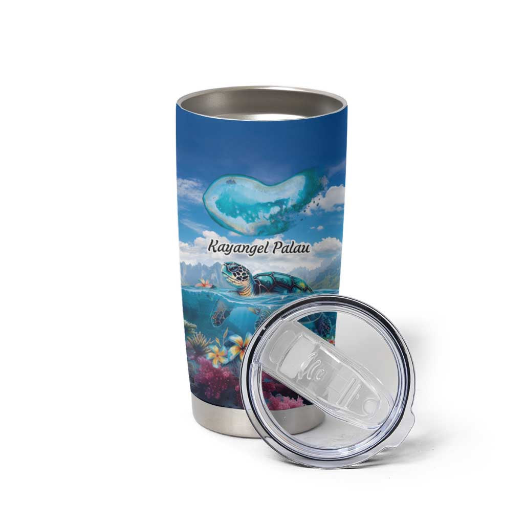 Personalised Palau Kayangel Atoll Tumbler Cup Turtle With Coral Reef Under Water LT9 - Polynesian Pride