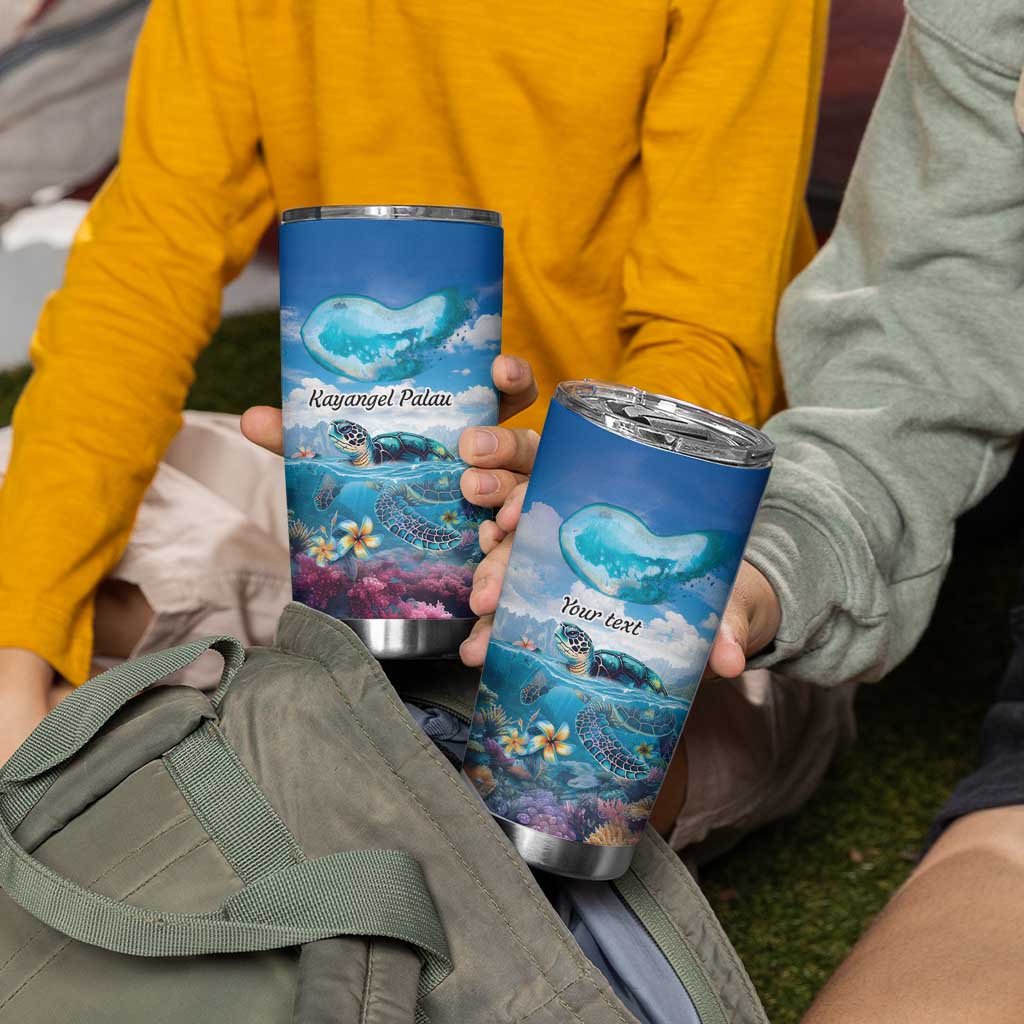 Personalised Palau Kayangel Atoll Tumbler Cup Turtle With Coral Reef Under Water LT9 - Polynesian Pride