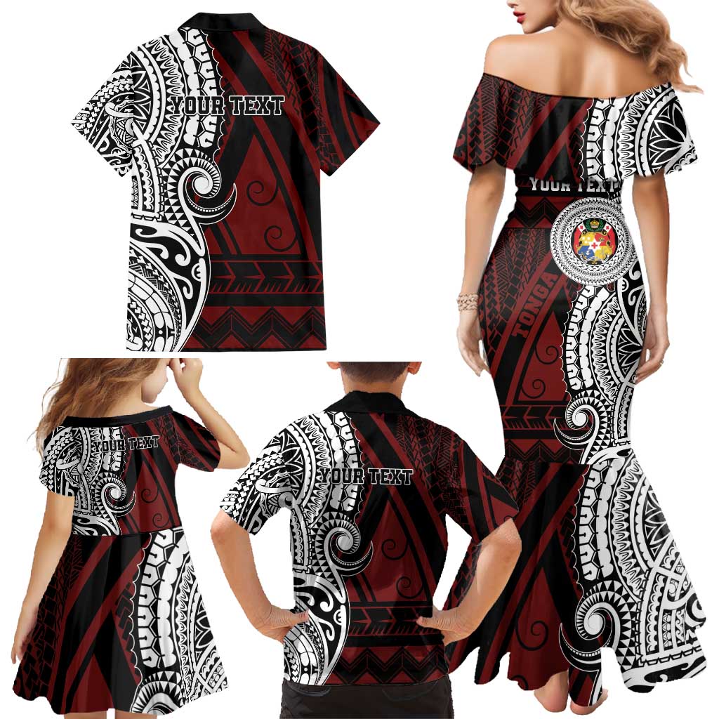 Personalised Tonga Constitution Day 1875 Family Matching Mermaid Dress and Hawaiian Shirt Polynesian Tribal Tattoo