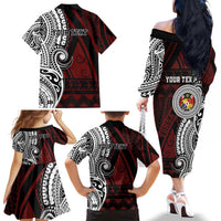 Personalised Tonga Constitution Day 1875 Family Matching Off The Shoulder Long Sleeve Dress and Hawaiian Shirt Polynesian Tribal Tattoo LT9 - Polynesian Pride