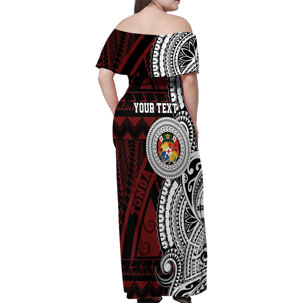 Personalised Tonga Constitution Day 1875 Family Matching Off Shoulder Maxi Dress and Hawaiian Shirt Polynesian Tribal Tattoo LT9 - Polynesian Pride