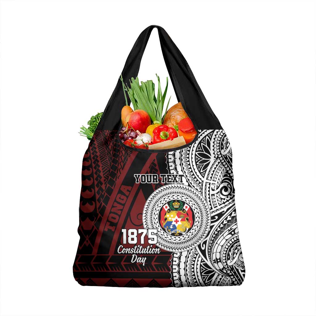 Personalised Tonga Constitution Day 1875 Grocery Bag Polynesian Tribal Tattoo