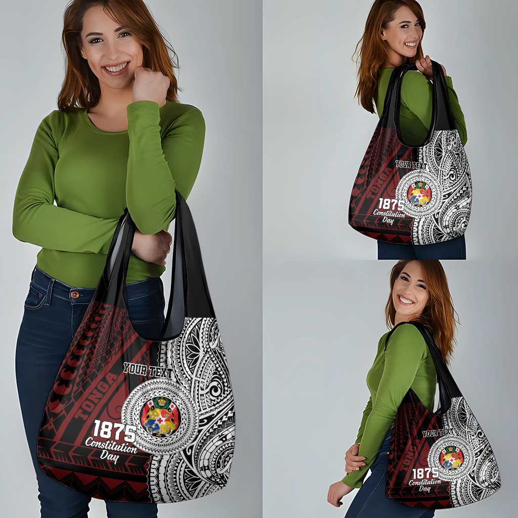 Personalised Tonga Constitution Day 1875 Grocery Bag Polynesian Tribal Tattoo