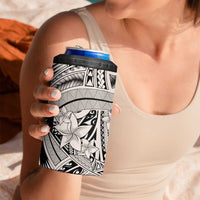 Beige Pacific Flowers Tribal Polynesian Spirit 4 in 1 Can Cooler Tumbler