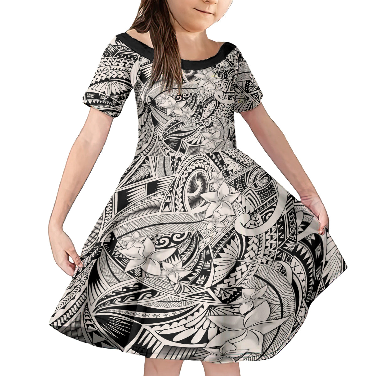 Polynesia Family Matching Tank Maxi Dress and Hawaiian Shirt Tribal Polynesian Spirit With Beige Pacific Flowers LT9 - Polynesian Pride