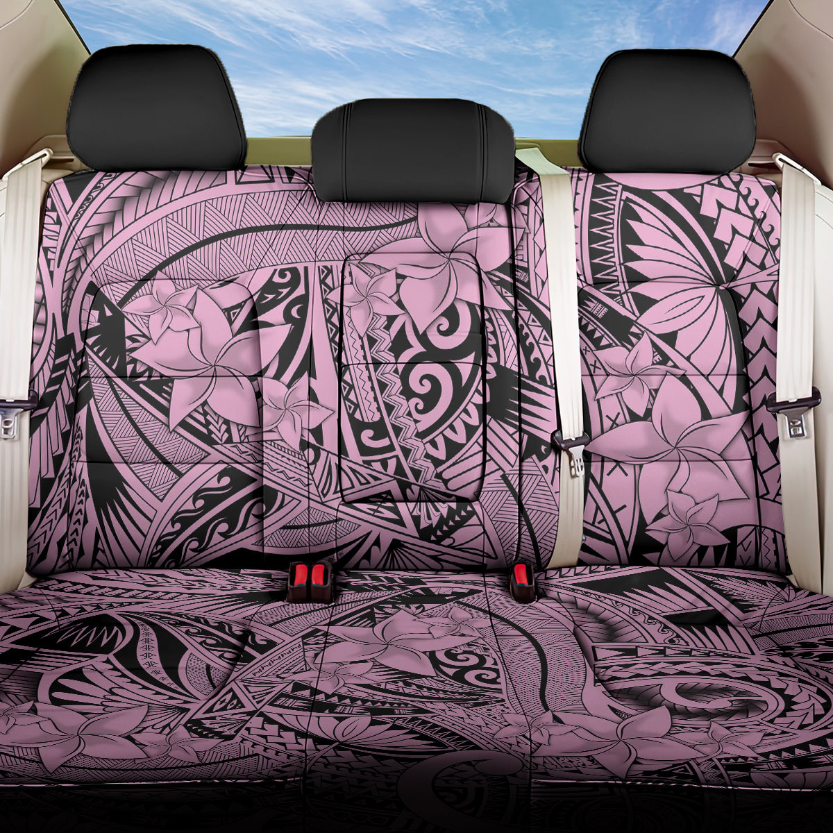 Polynesia Back Car Seat Cover Tribal Polynesian Spirit With Pink Pacific Flowers LT9 One Size Pink - Polynesian Pride