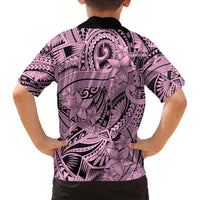 Polynesia Family Matching Summer Maxi Dress and Hawaiian Shirt Tribal Polynesian Spirit With Pink Pacific Flowers LT9 - Polynesian Pride