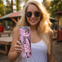Pink Pacific Flowers Tribal Polynesian Spirit Skinny Tumbler