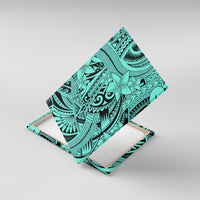 Polynesia Canvas Wall Art Tribal Polynesian Spirit With Teal Pacific Flowers LT9 With Frame Teal - Polynesian Pride