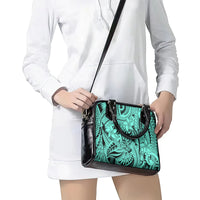 Polynesia Shoulder Handbag Tribal Polynesian Spirit With Teal Pacific Flowers LT9 - Polynesian Pride