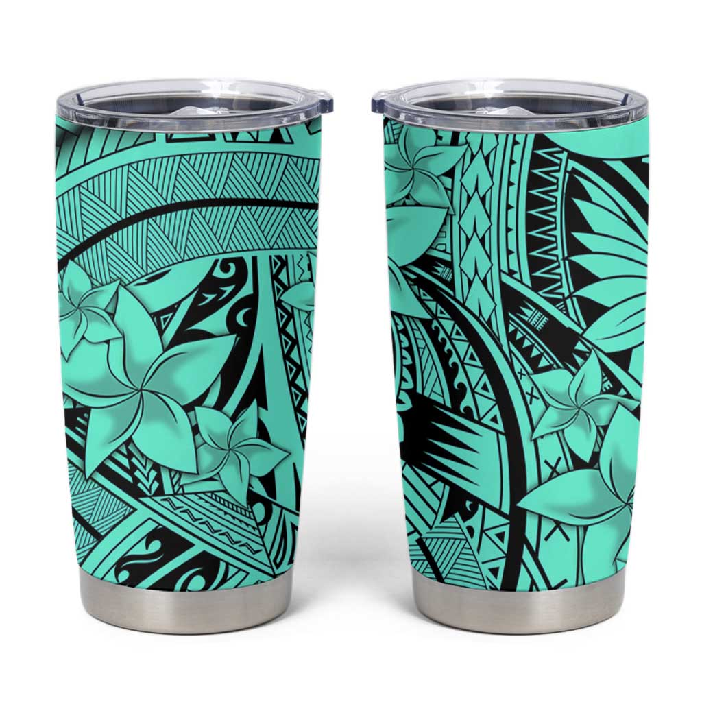 Teal Pacific Flowers Tribal Polynesian Spirit Tumbler Cup LT9 Teal - Polynesian Pride
