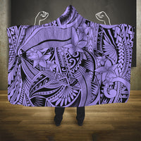 Polynesia Hooded Blanket Tribal Polynesian Spirit With Violet Pacific Flowers LT9 One Size Violet - Polynesian Pride