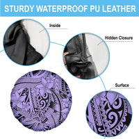 Polynesia Spare Tire Cover Tribal Polynesian Spirit With Violet Pacific Flowers LT9 - Polynesian Pride