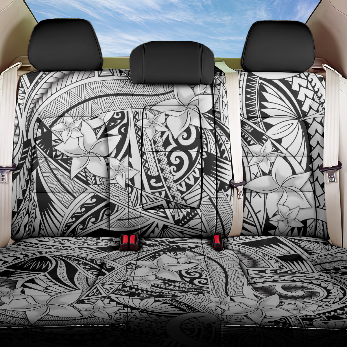 Polynesia Back Car Seat Cover Tribal Polynesian Spirit With White Pacific Flowers LT9 One Size White - Polynesian Pride