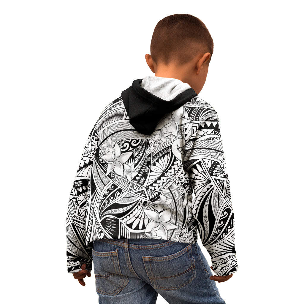 Polynesia Kid Hoodie Tribal Polynesian Spirit With White Pacific Flowers LT9 - Polynesian Pride